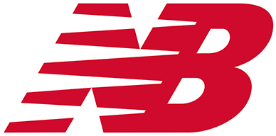 Red New Balance logo with speed lines