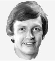 Grayscale headshot of smiling young man