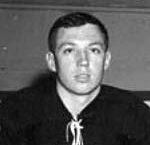 Vintage black-and-white hockey player portrait