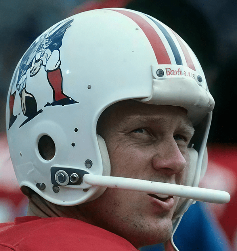 Close-up of football player wearing white helmet